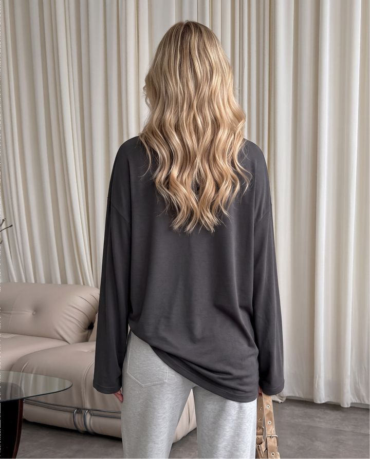 Oversized Long Sleeve Polo Shirt
