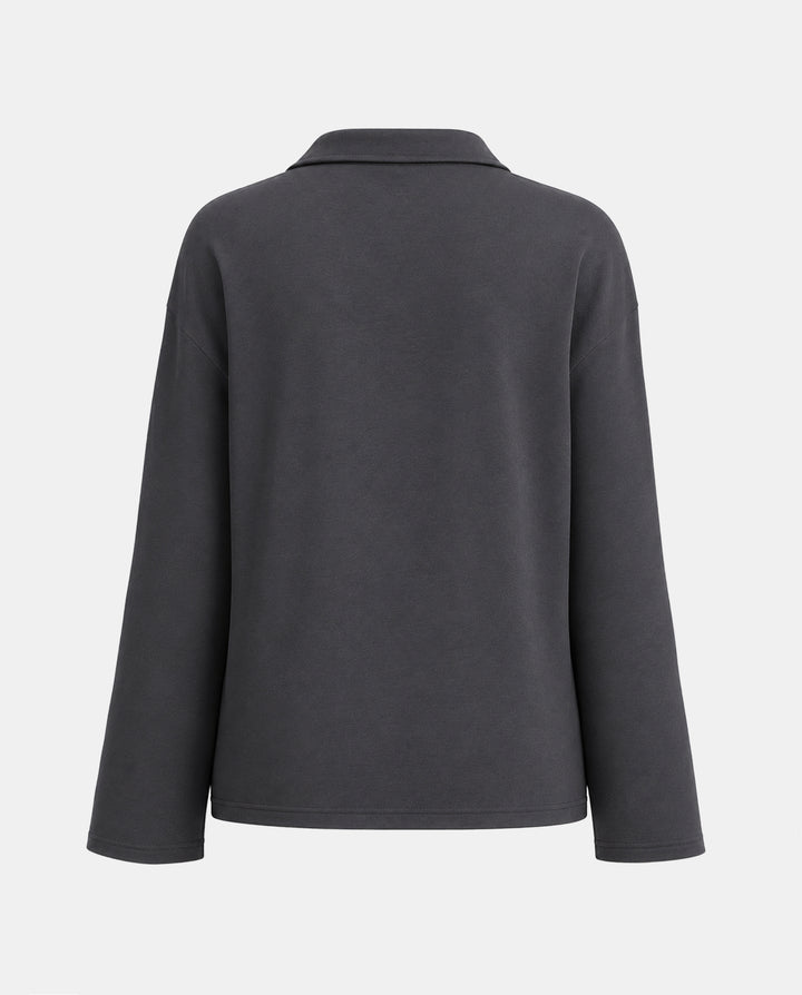 Oversized Long Sleeve Polo Shirt