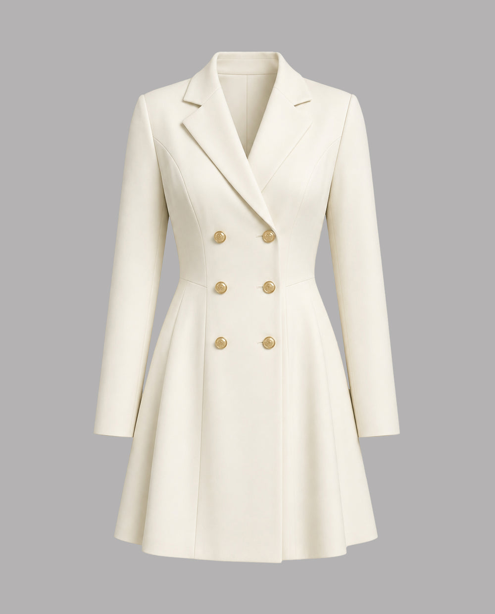 SOLACEDouble-Breasted Blazer Mini Dress With Pleated Detail