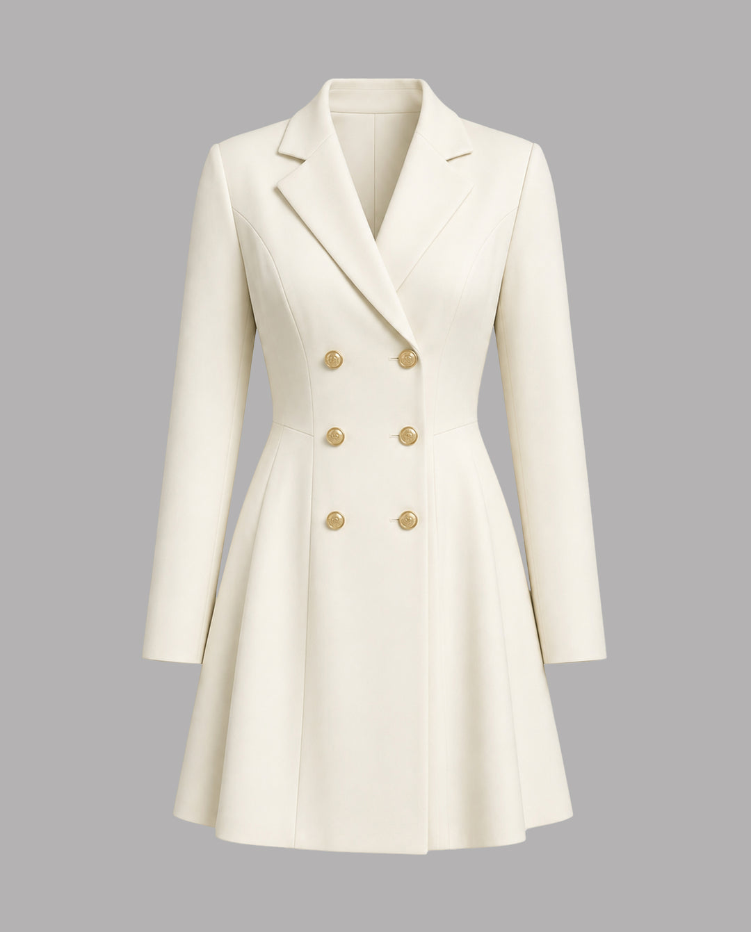 SOLACEDouble-Breasted Blazer Mini Dress With Pleated Detail