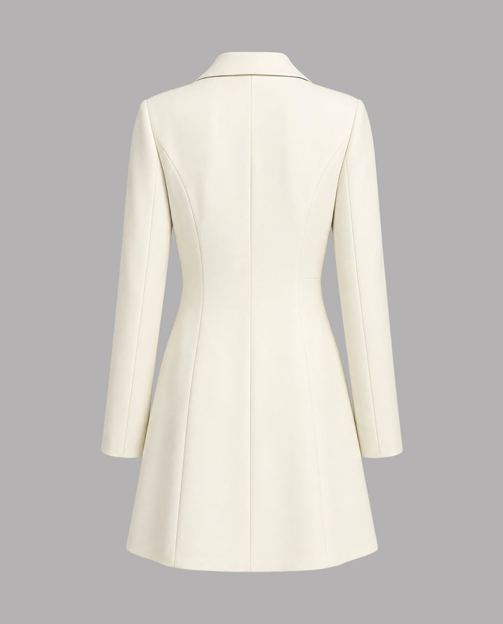 SOLACEDouble-Breasted Blazer Mini Dress With Pleated Detail