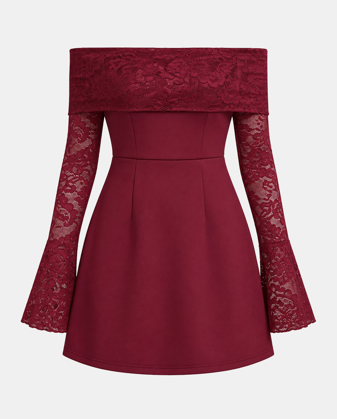 Lace Spliced Off Shoulder Mini Dress