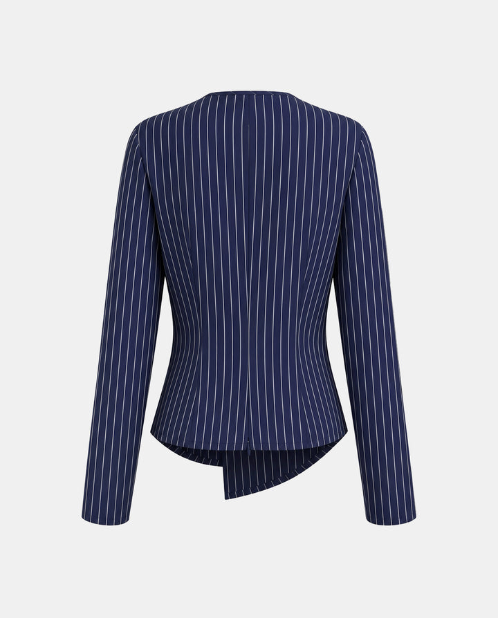 SOLACEStriped V-Neck Asymmetric Hem Blouse