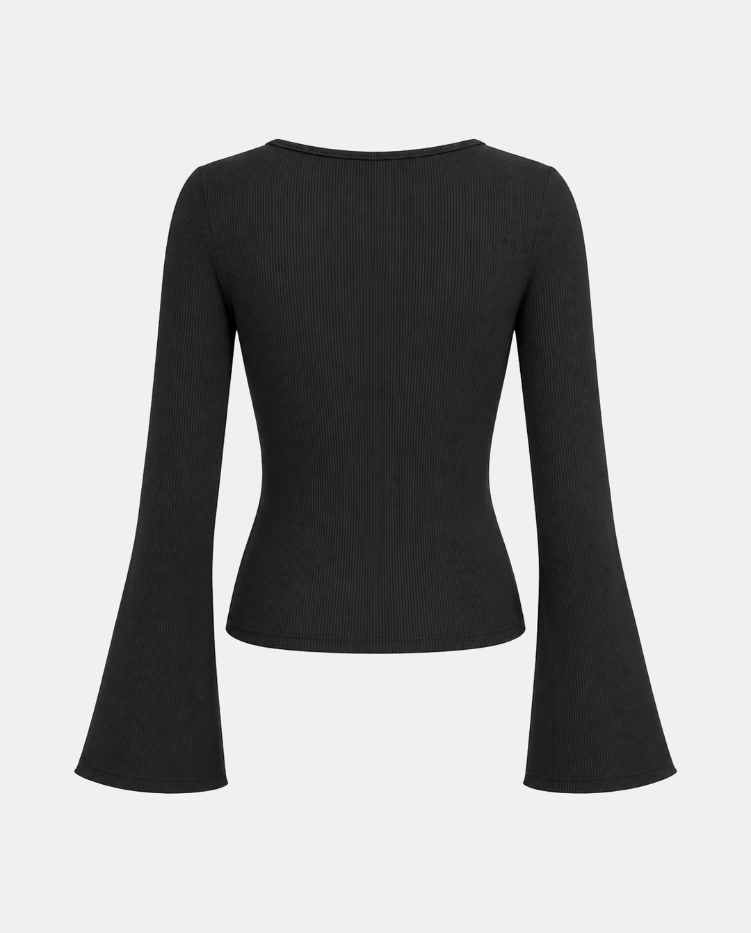 SOLACEElegant Pearl Decor Square Collar Bell Sleeve T-Shirt
