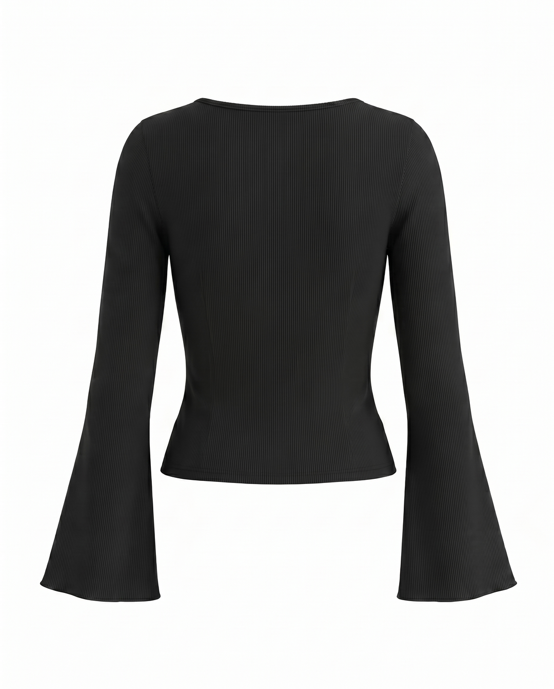 Elegant Pearl Decor Square Collar Bell Sleeve T-Shirt