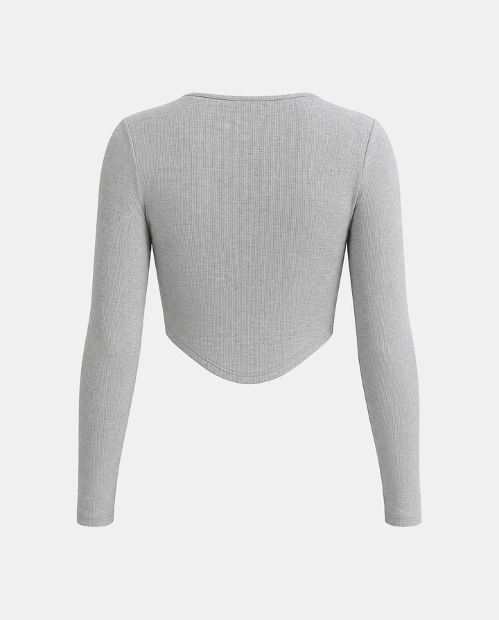 SOLACESquare Neck Long Sleeves Corset Crop Top