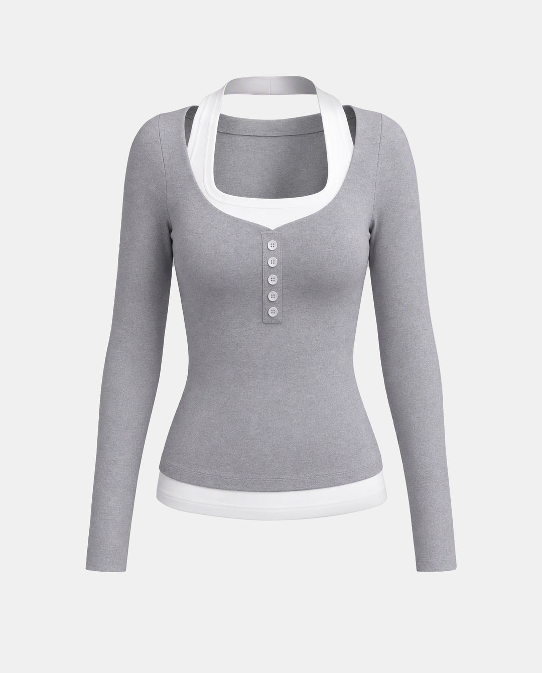 SOLACEColorblock 2-In-1 Slim Fit Long Sleeve T-Shirt