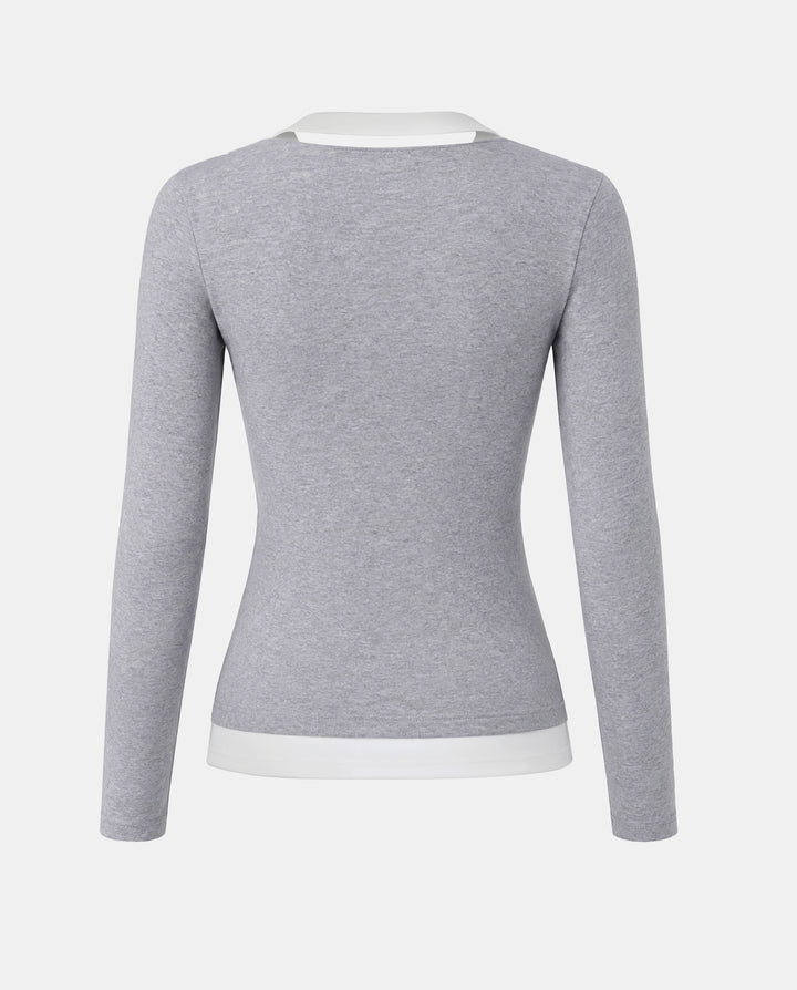 SOLACEColorblock 2-In-1 Slim Fit Long Sleeve T-Shirt