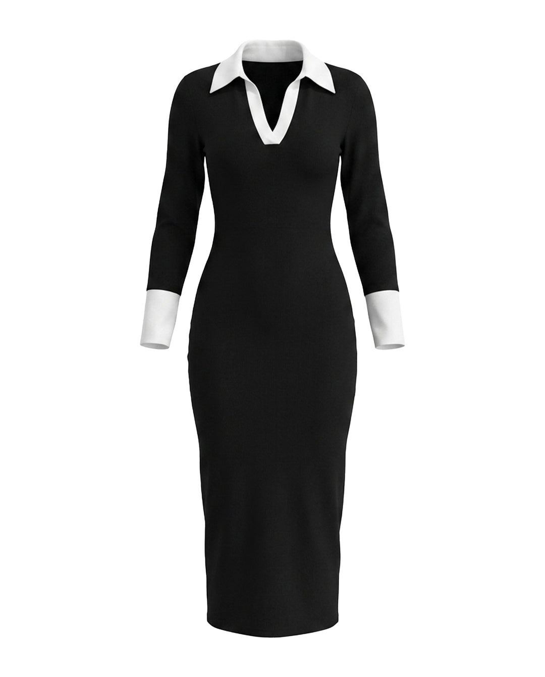 SOLACEColorblock Contrast Polo Collar Midi Dress