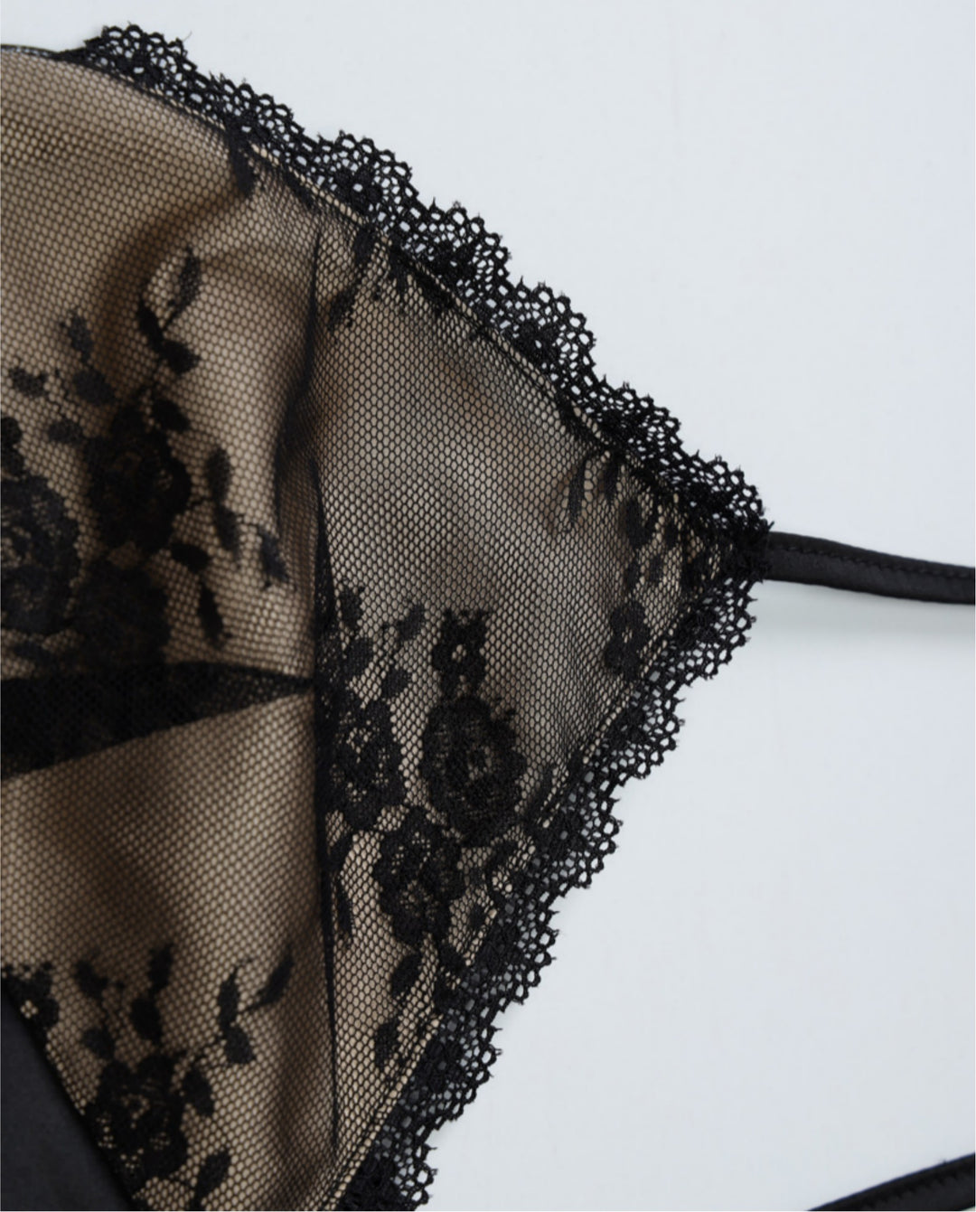 Black Lace Straps Neck Satin Maxi Dress