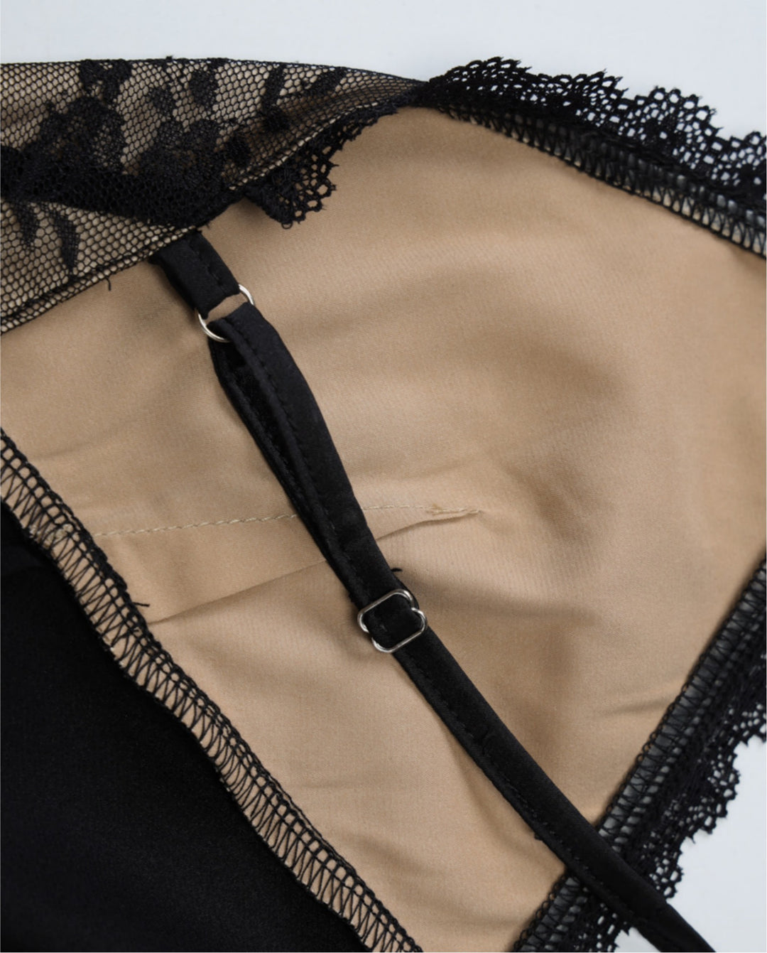 Black Lace Straps Neck Satin Maxi Dress