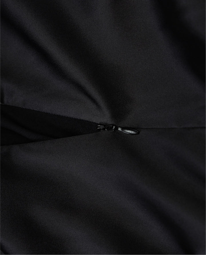 Black Lace Straps Neck Satin Maxi Dress