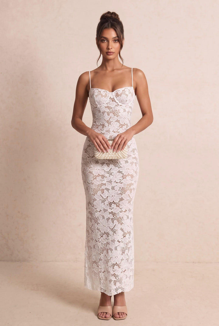 Lace Maxi Dress with Sweetheart Neckline