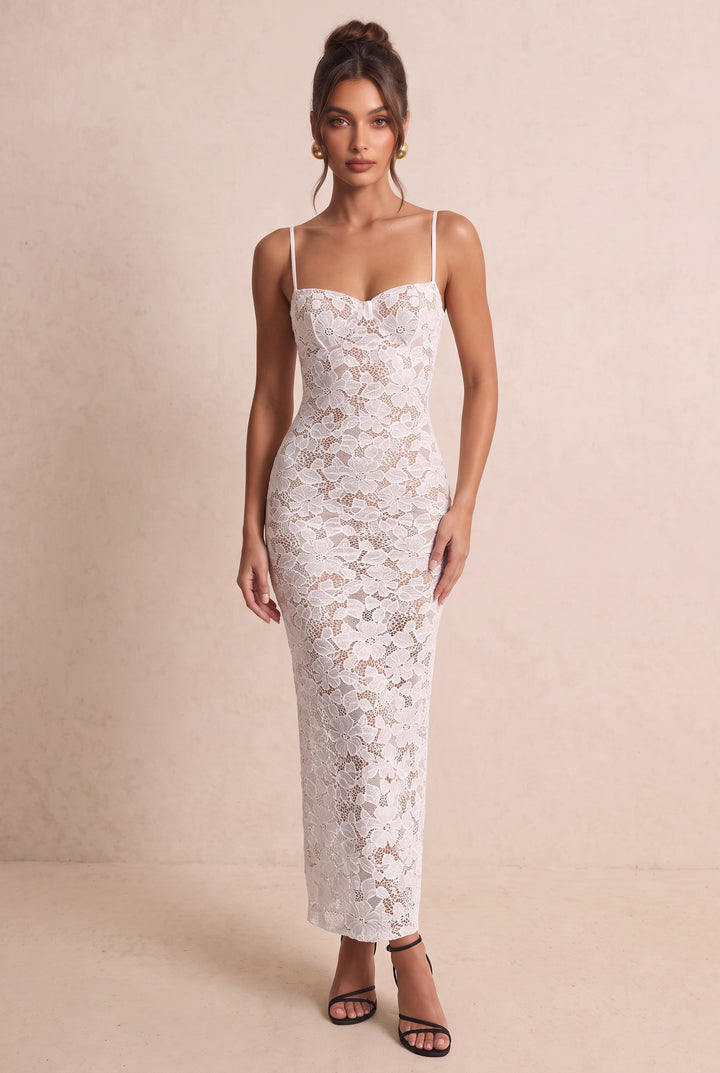 Lace Maxi Dress with Sweetheart Neckline