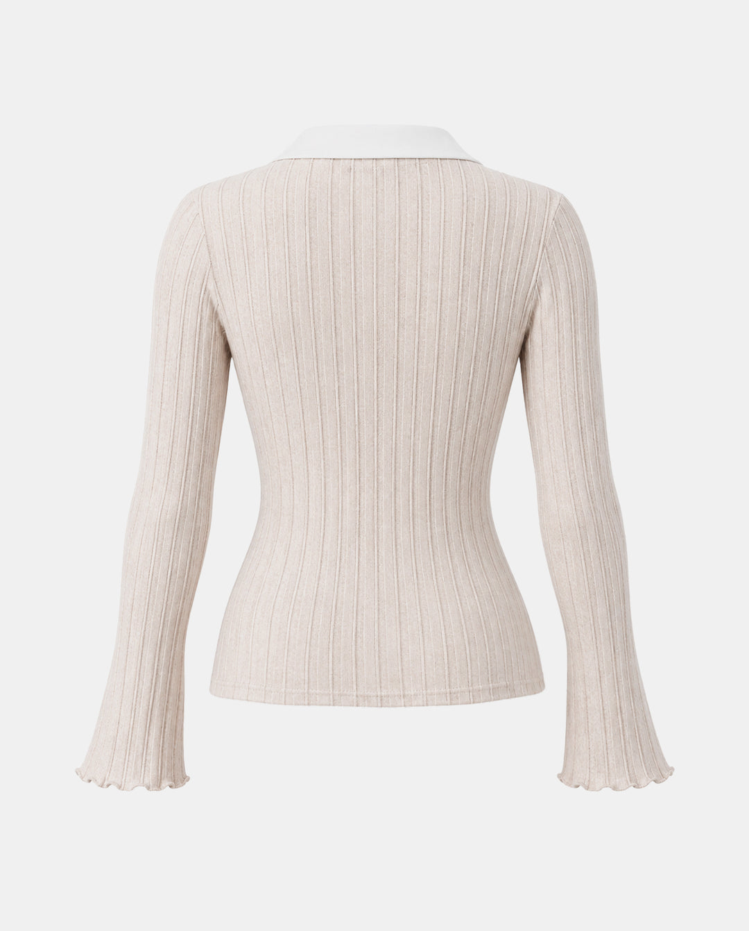 SOLACEColor Block V Nec Flared Cuff Vertical Rib T-shirt