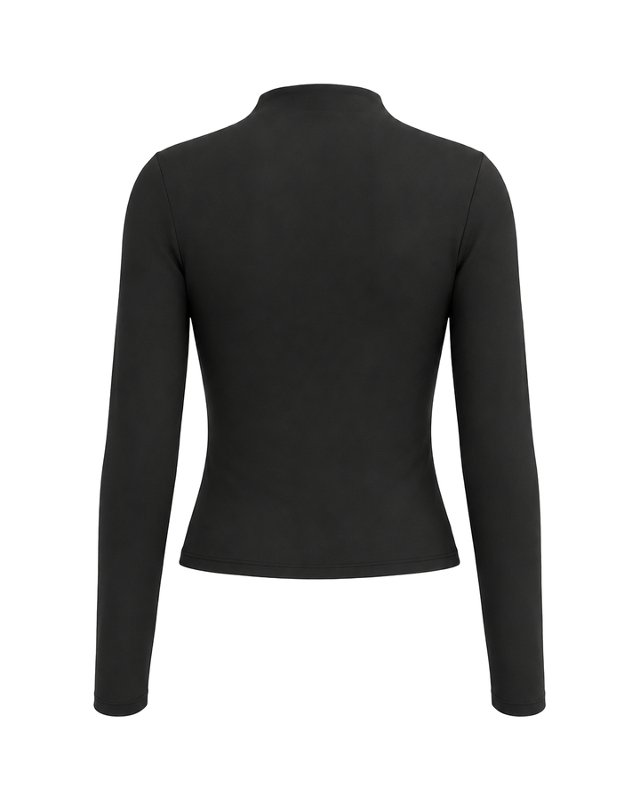 SOLACEMock Neck Ruching Long Sleeve Slim Fit T-shirt