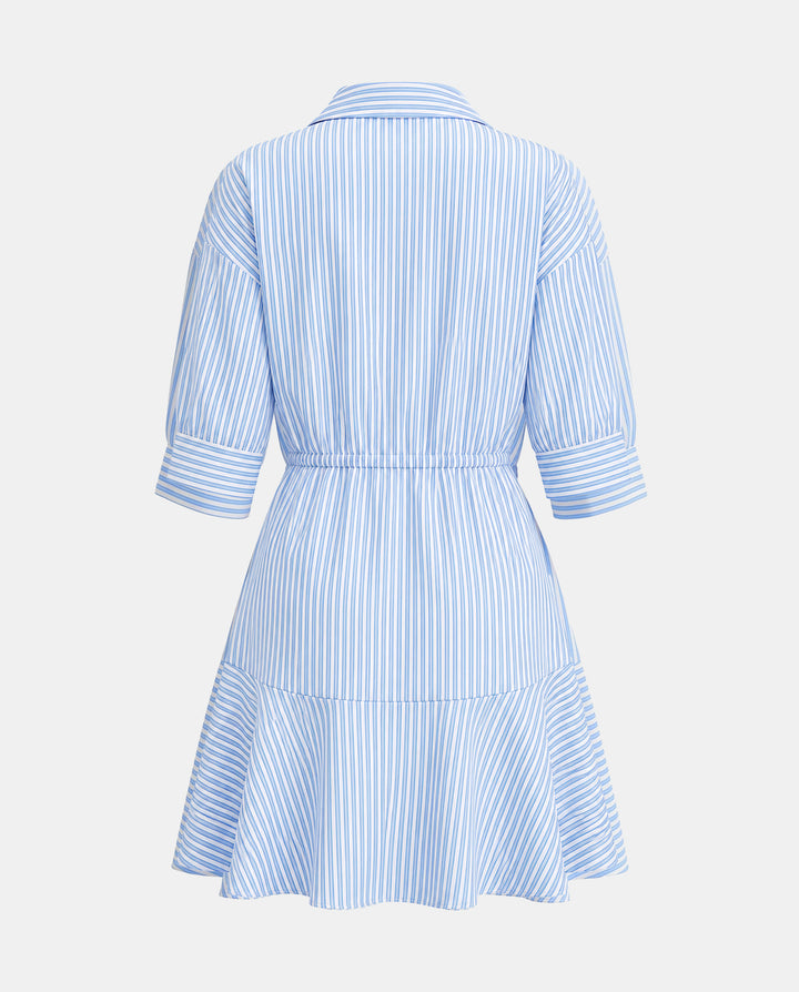 SOLACEStriped Ruffle Hem  Shirt Dress