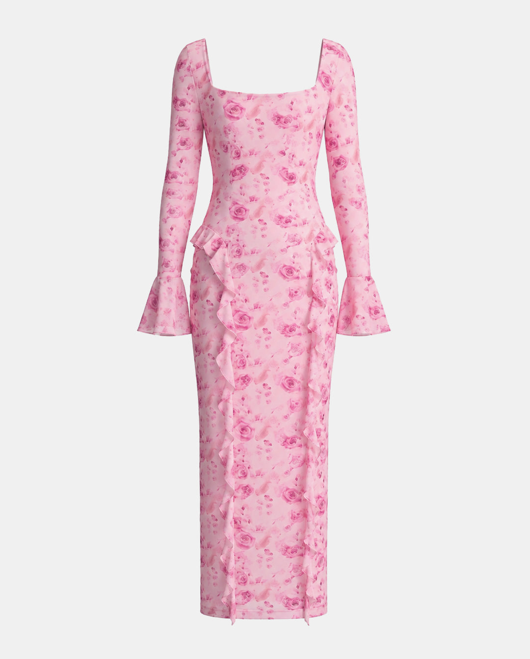 Elegant 3D Floral Decor Bodycon Maxi Dress