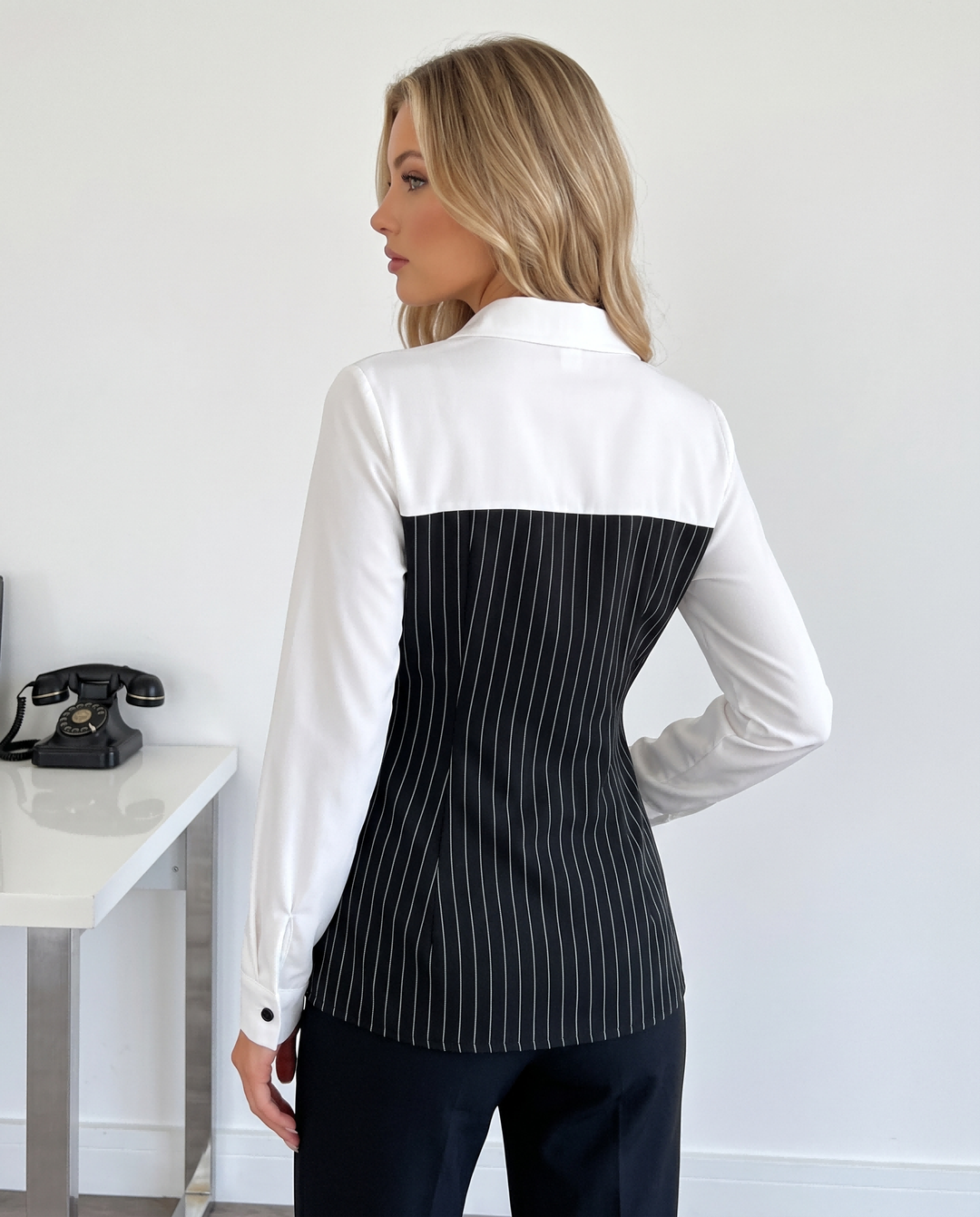 Striped Colorblock 2-in-1 Tailored Work Shirt