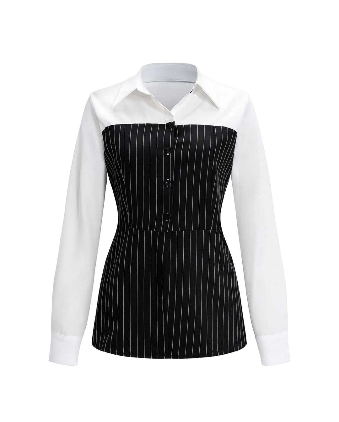 SOLACEStriped Colorblock 2-in-1 Tailored Work Shirt