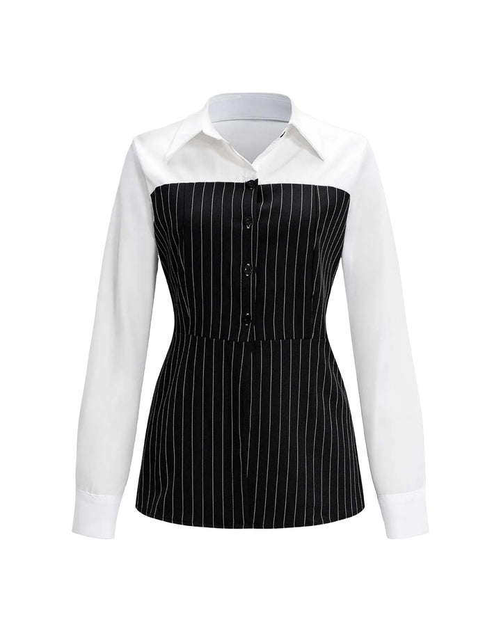 SOLACEStriped Colorblock 2-in-1 Tailored Work Shirt