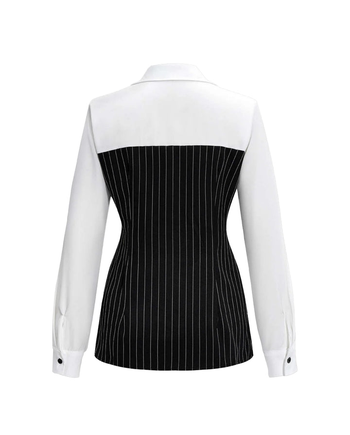 SOLACEStriped Colorblock 2-in-1 Tailored Work Shirt