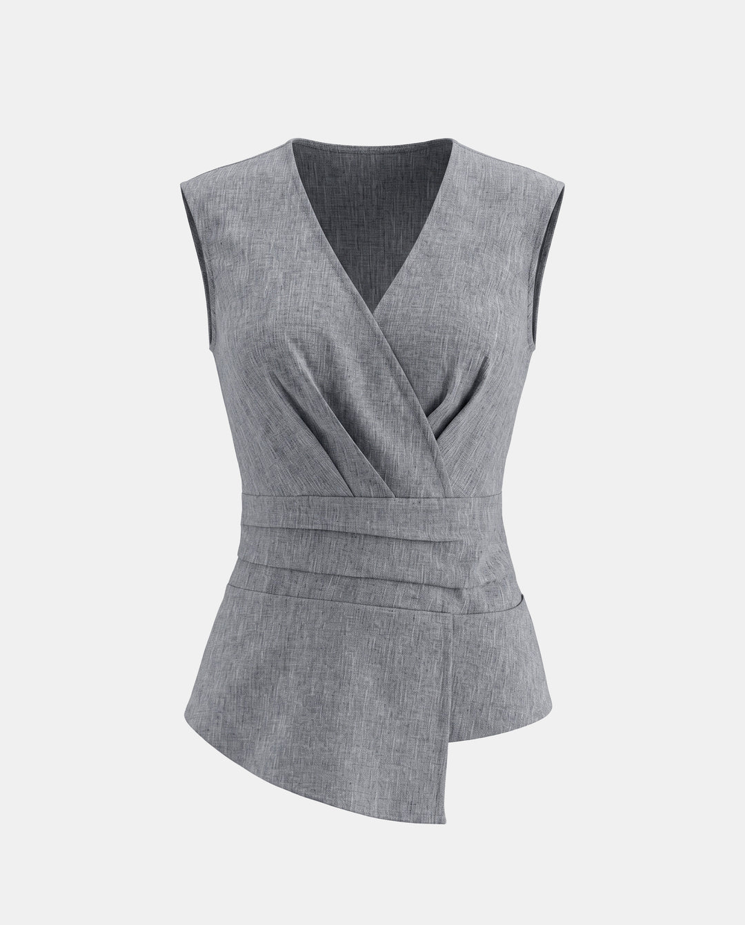 SOLACEElegant V-Neck Asymmetric Hem Peplum Vest