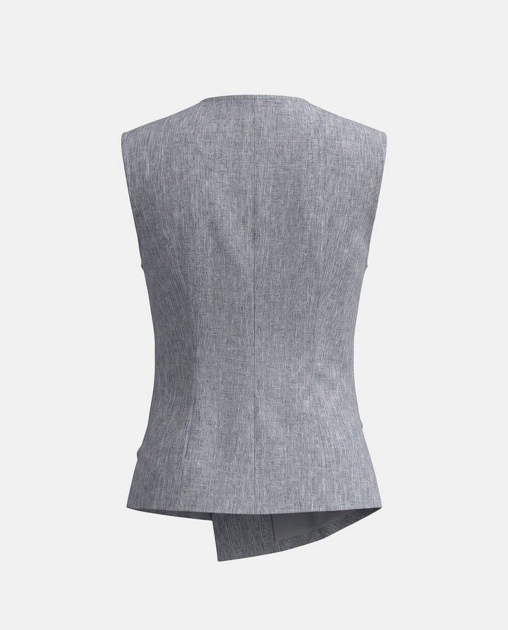 SOLACEElegant V-Neck Asymmetric Hem Peplum Vest