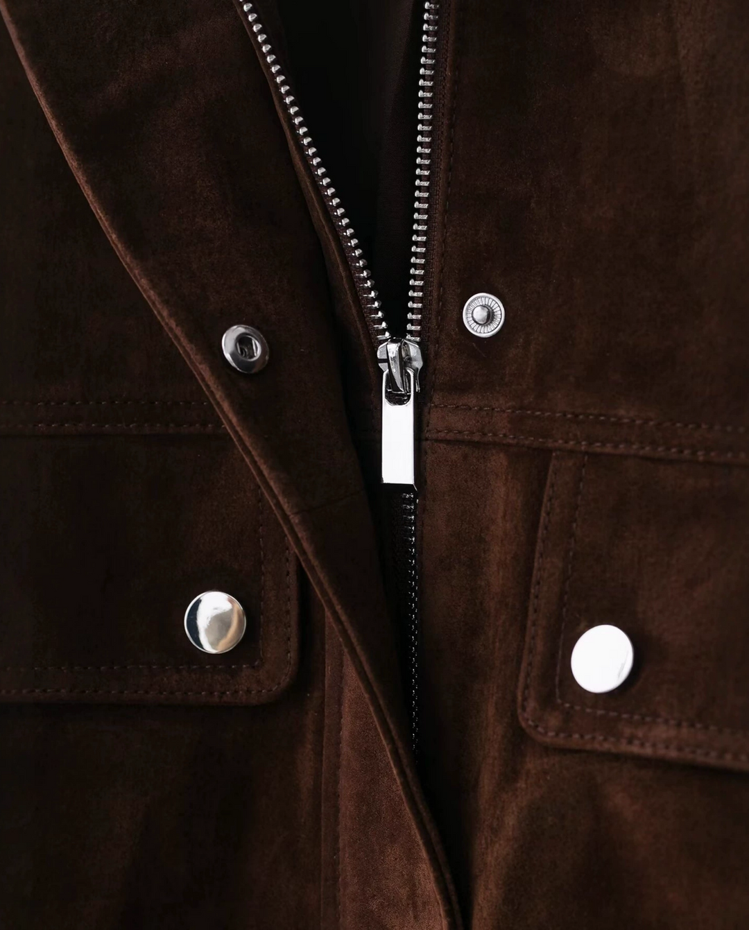 Stand Collar Suede Look Zip Up Bomber Jacket