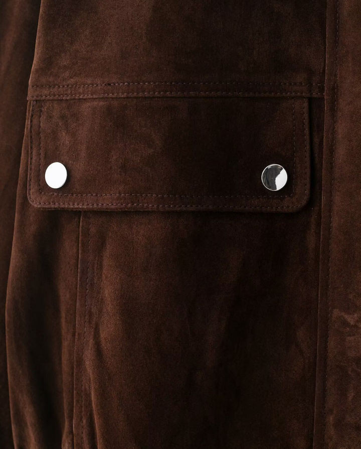 Stand Collar Suede Look Zip Up Bomber Jacket