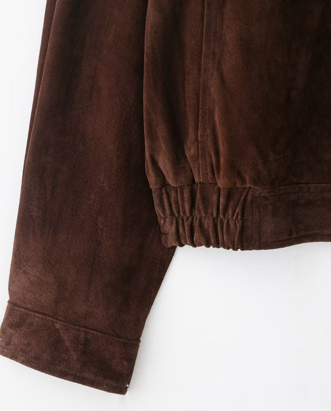 Stand Collar Suede Look Zip Up Bomber Jacket
