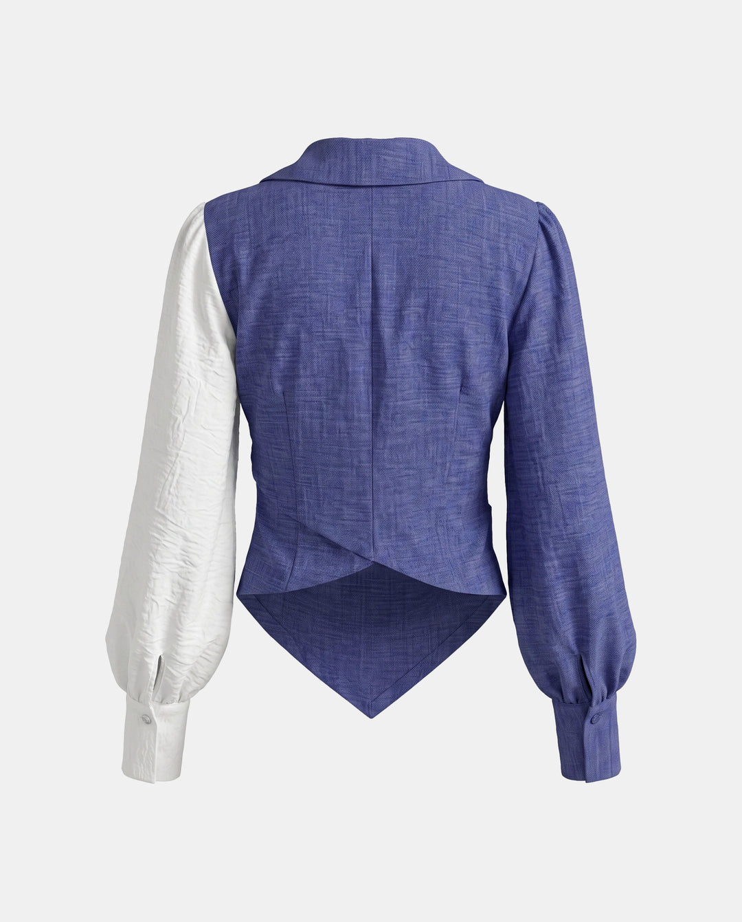SOLACEColor Block Asymmetric Hem Puff Long Sleeve Top