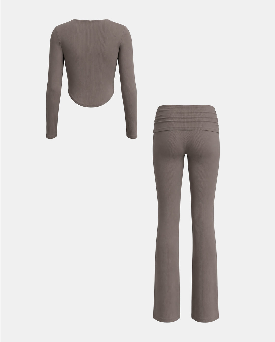 Square Neck Top And Flare Pants Matching Set
