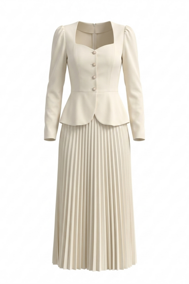 Pleated Hem Blazer Dress