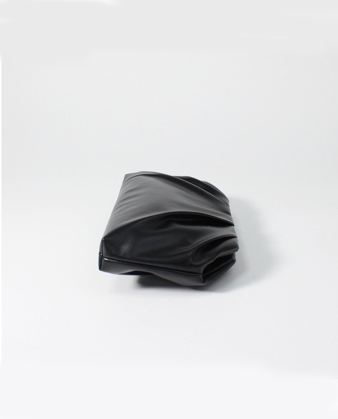 Black Soft Faux Leather Pleated Chain Crossbody Clutch Bag