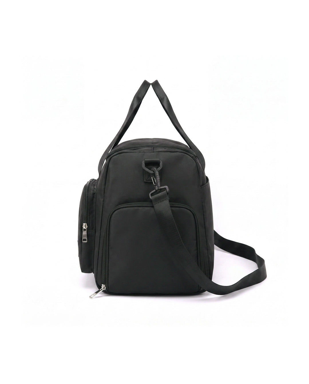 Black Multi Pocket Nylon Travel Duffle Gym Bag