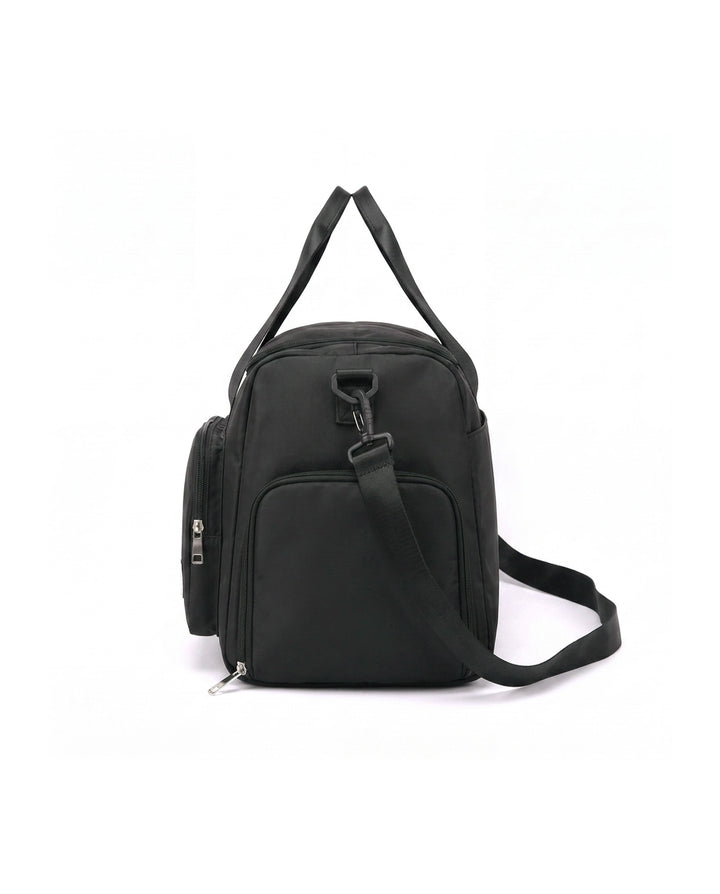 Black Multi Pocket Nylon Travel Duffle Gym Bag