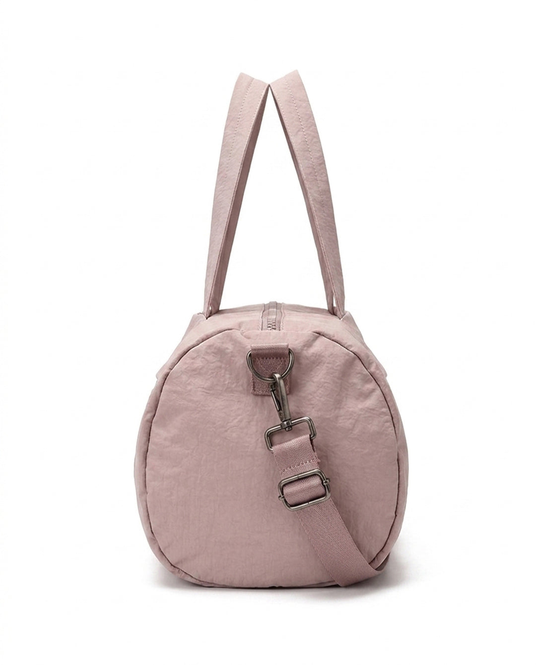 Dusty Pink Lightweight Nylon Cylinder Duffle Crossbody Gym Bag