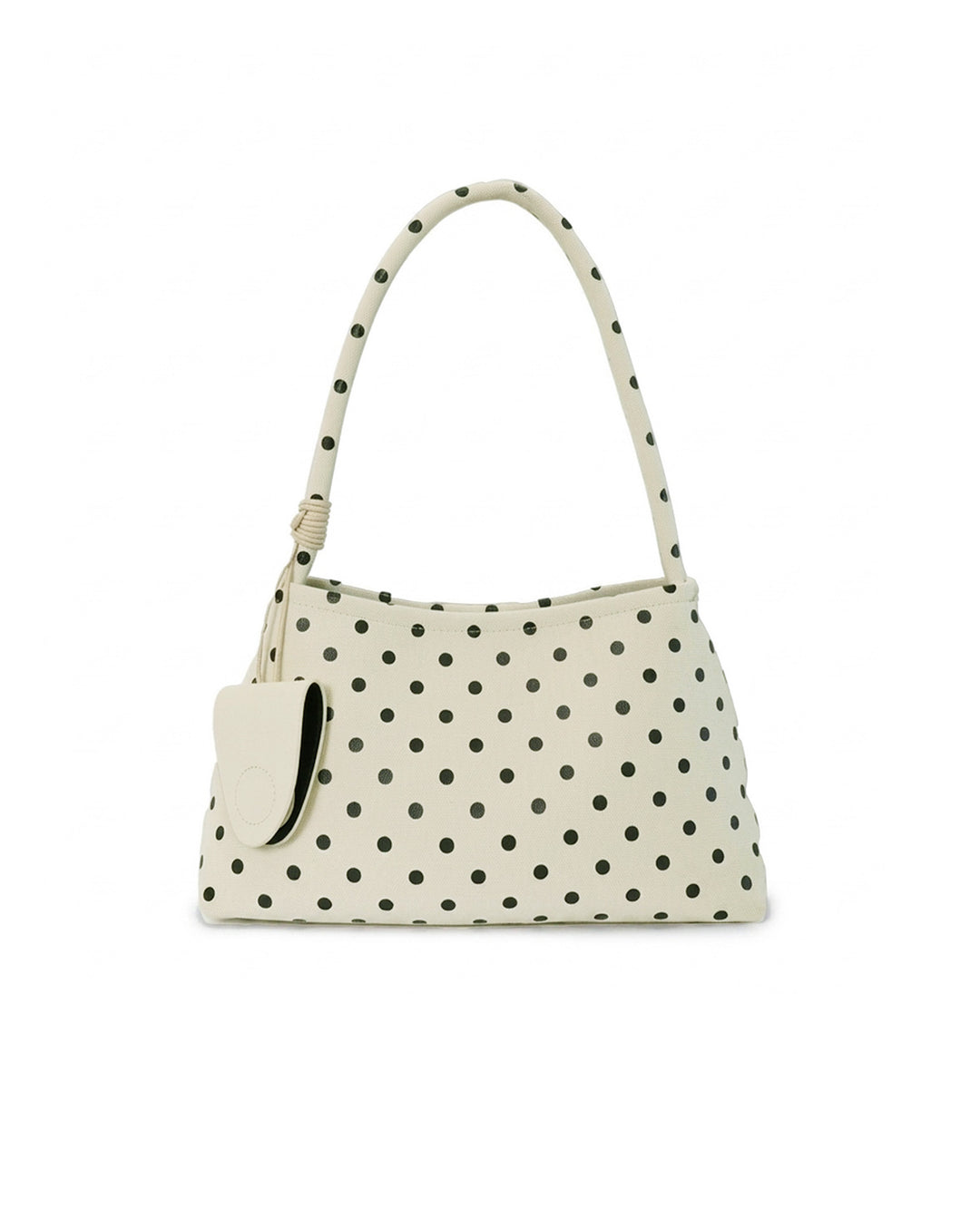 Off White Black Polka Dot Knotted Strap Shoulder Underarm Bag