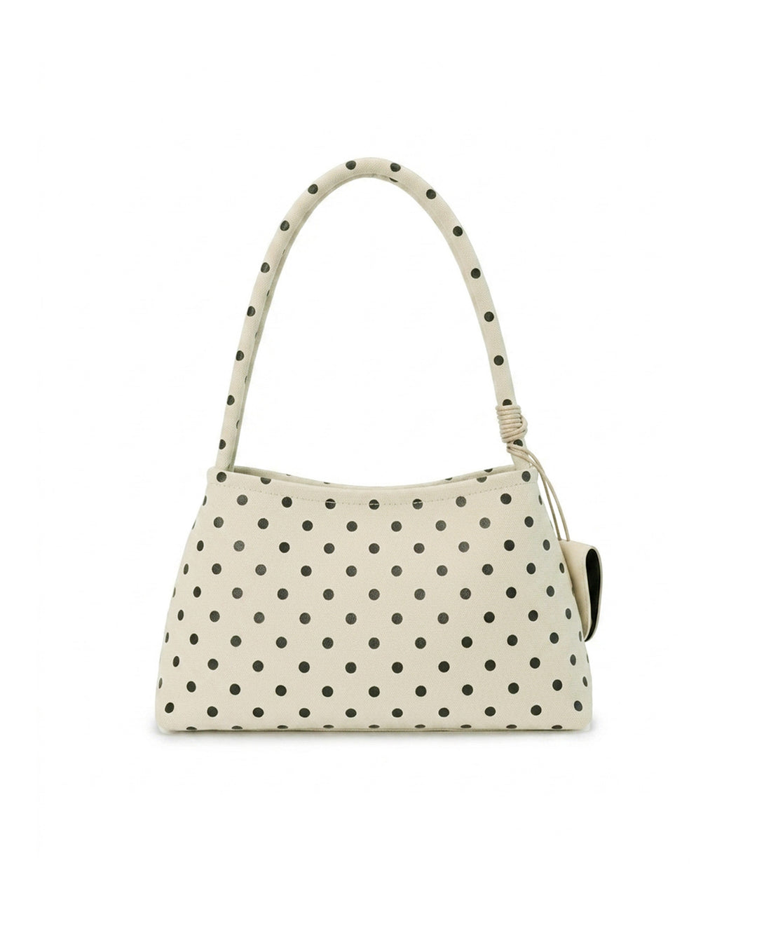 Off White Black Polka Dot Knotted Strap Shoulder Underarm Bag