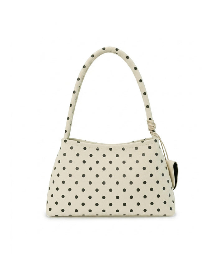 Off White Black Polka Dot Knotted Strap Shoulder Underarm Bag
