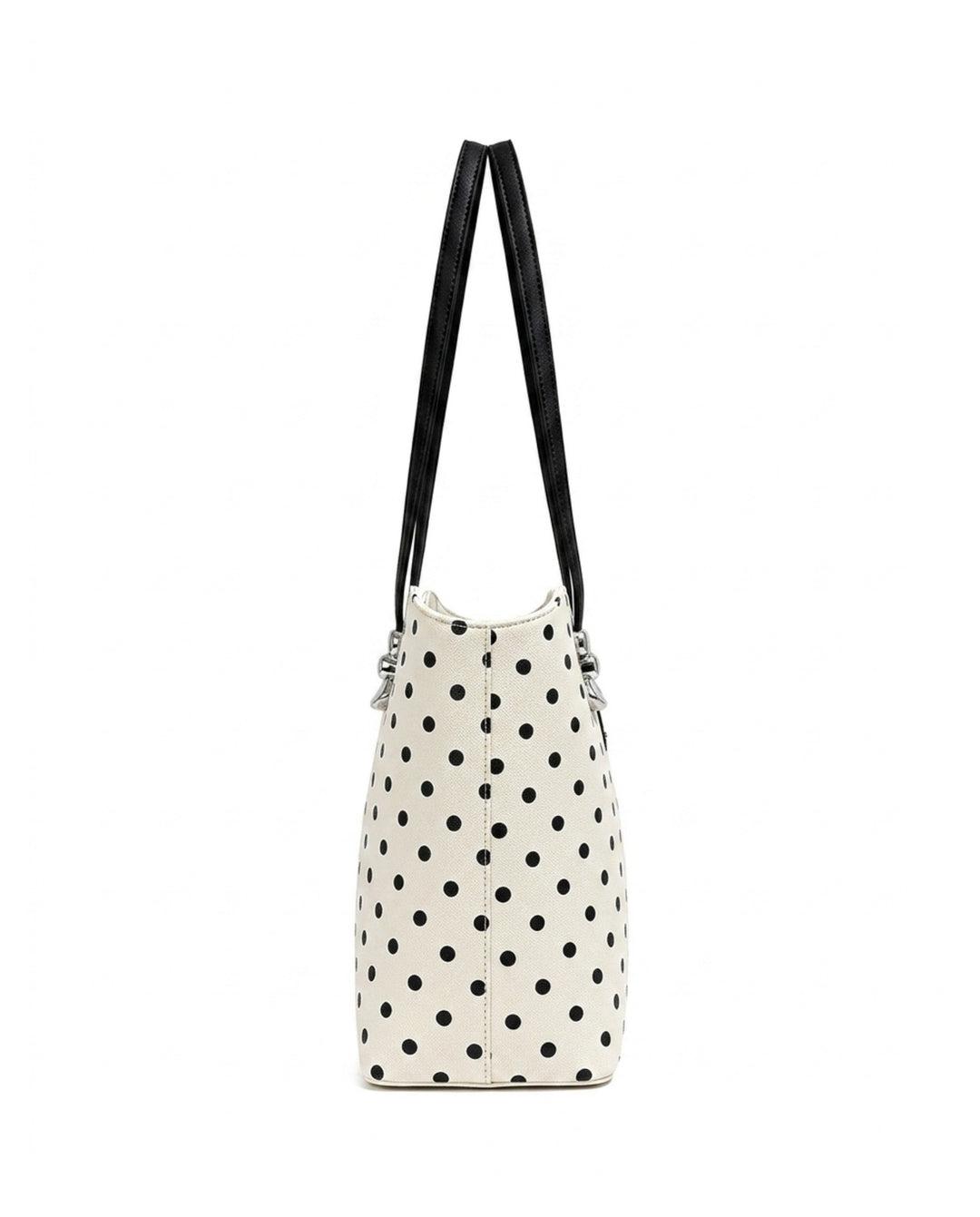 White Black Polka Dot Large Capacity Tote Bag With Black Handles