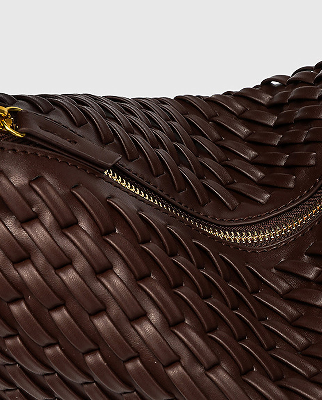 Dark Brown Woven Crescent Hobo Underarm Shoulder Bag