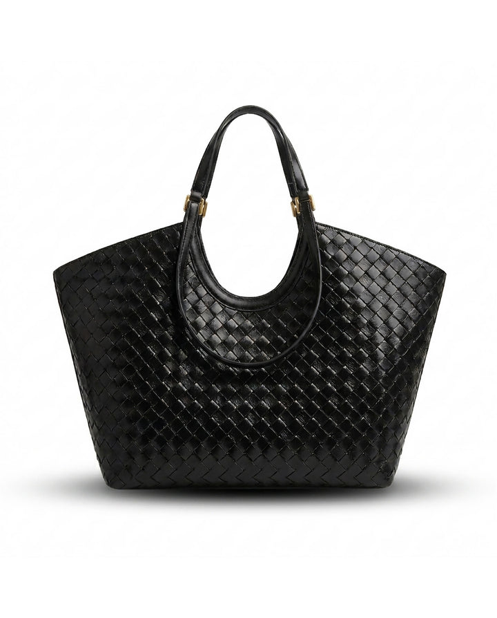Black Hand Woven Large Capacity Wing Tote Bag
