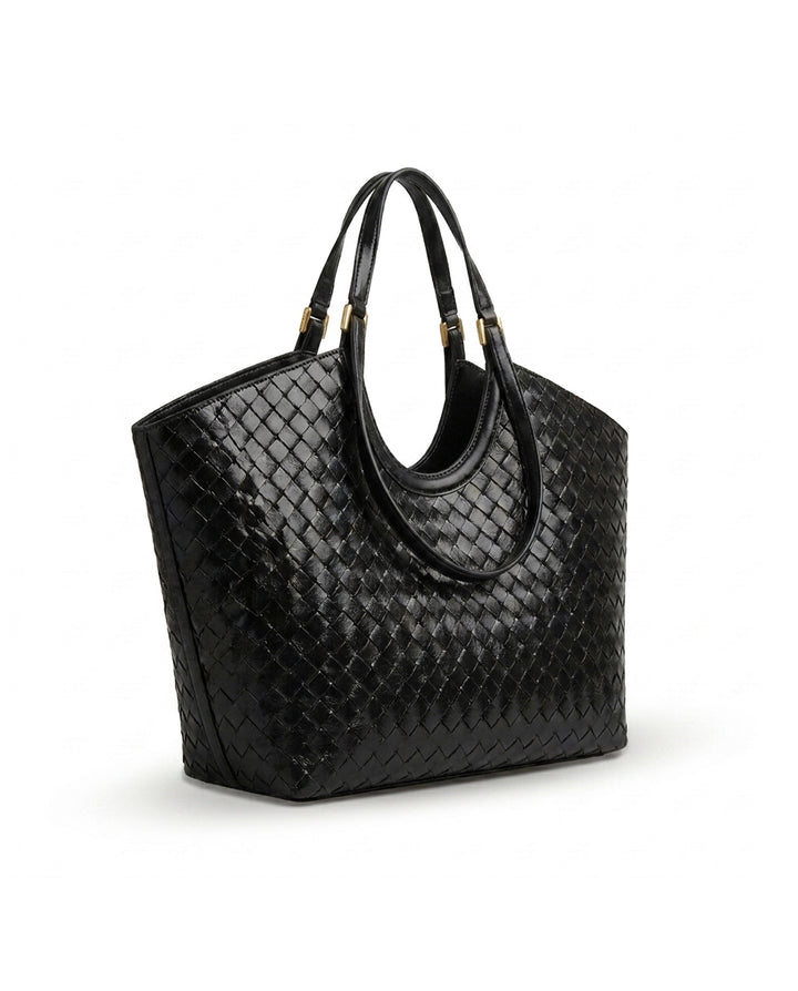Black Hand Woven Large Capacity Wing Tote Bag