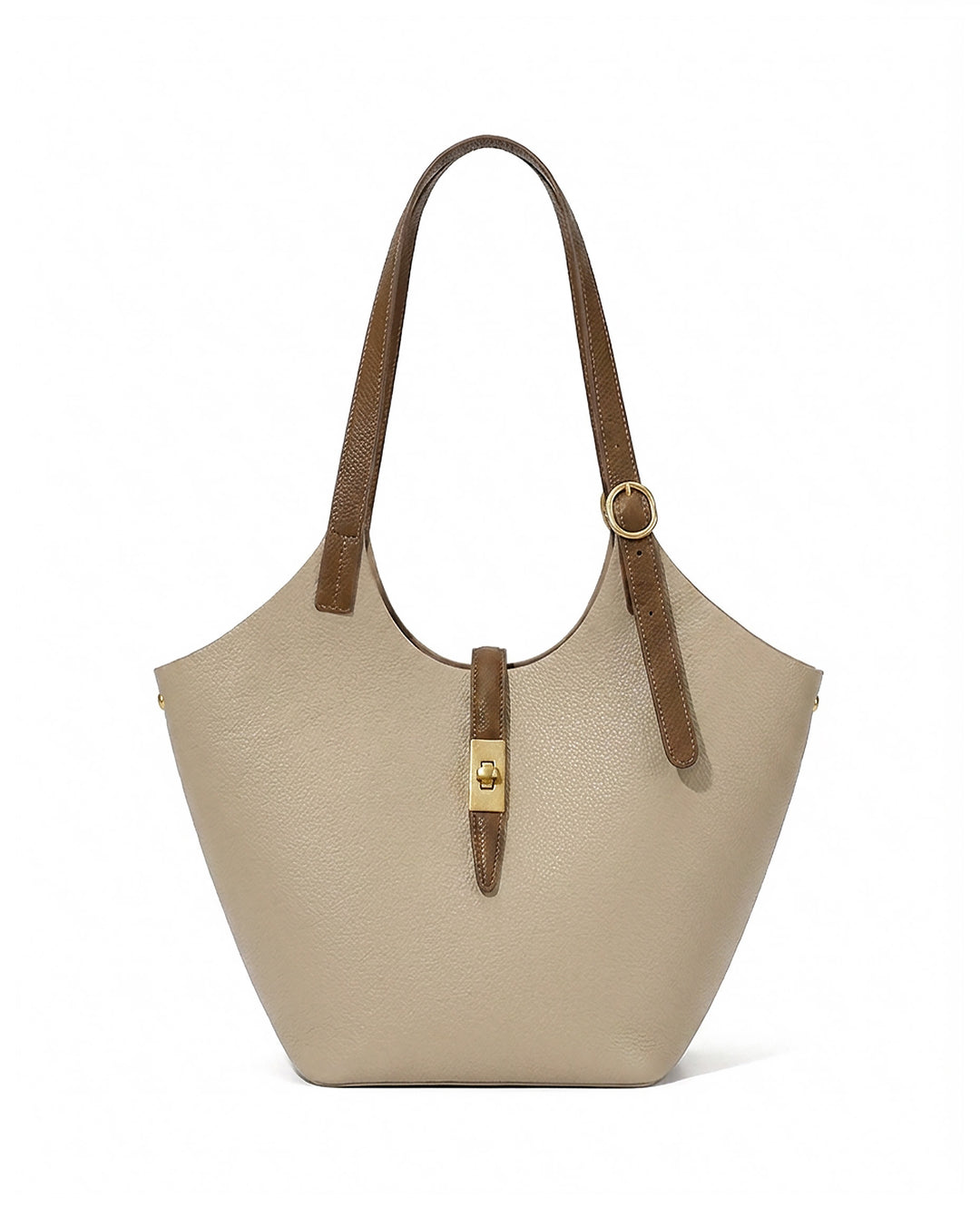 Khaki Color Block 2 In 1 Large Capacity Tote Bag With Mini Crossbody Pouch