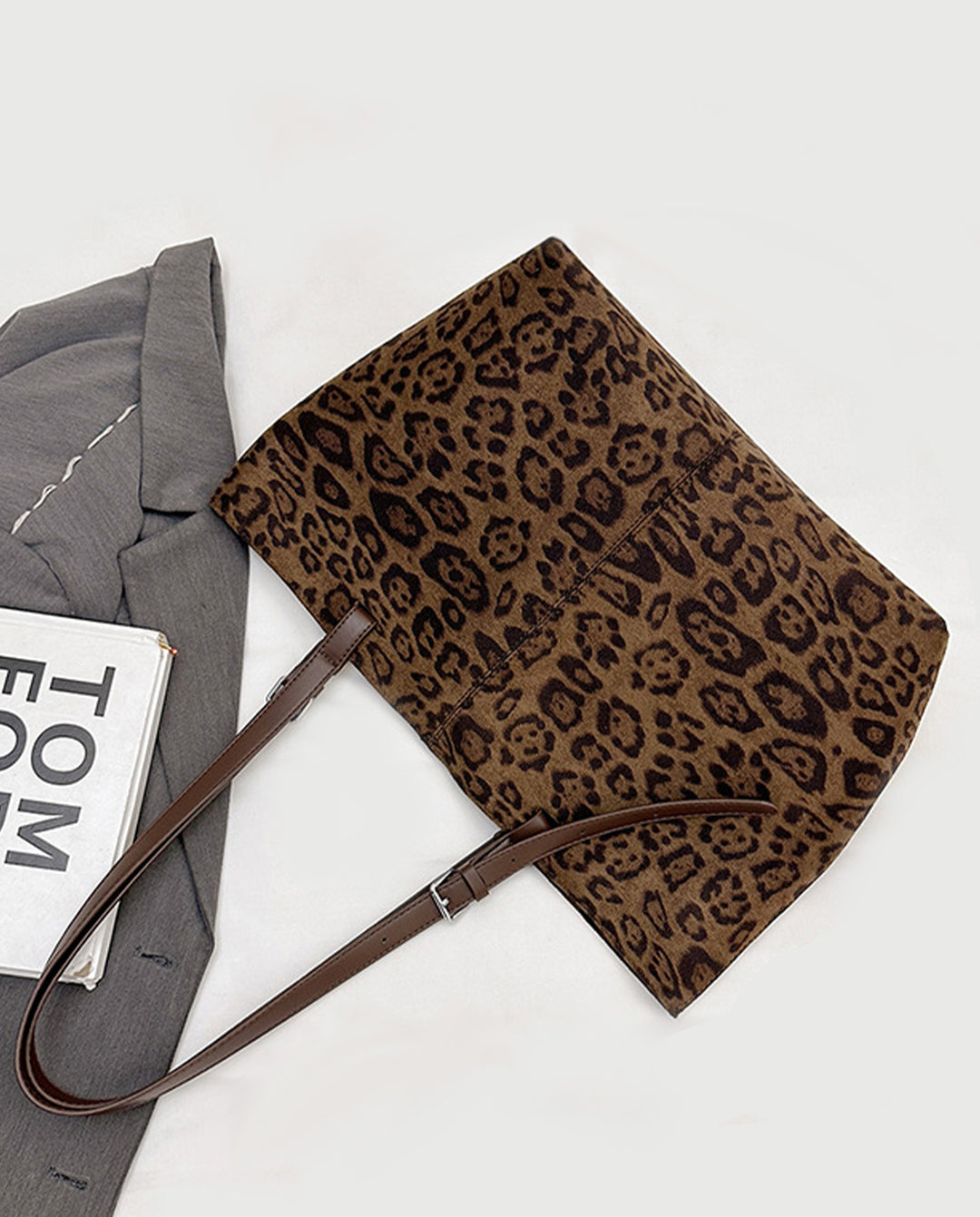 Vintage Leopard Print Large Capacity Tote Bag With Adjustable Shoulder Straps