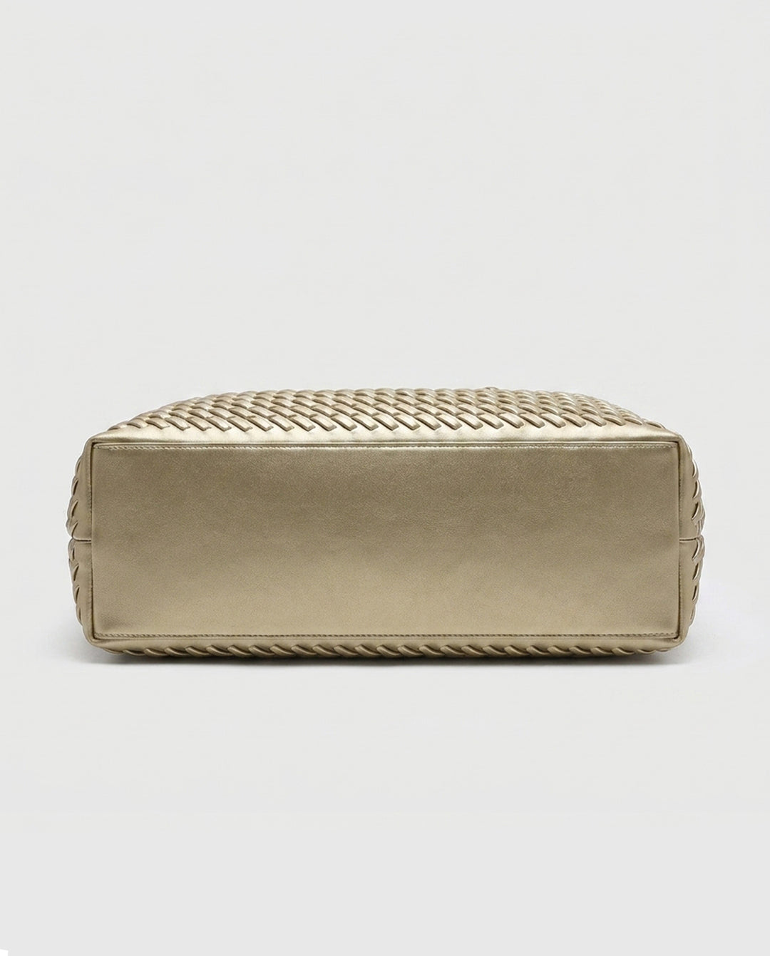 Metallic Gold Hand Woven Rectangular Tote Shoulder Bag