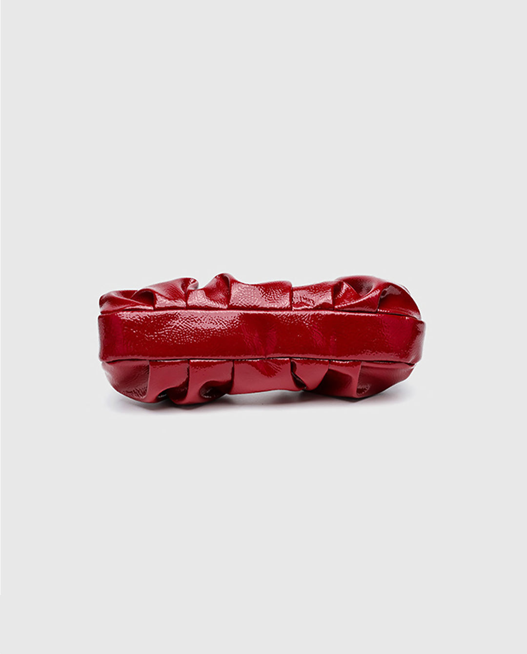 Glossy Red Ruched Hobo Shoulder Bag