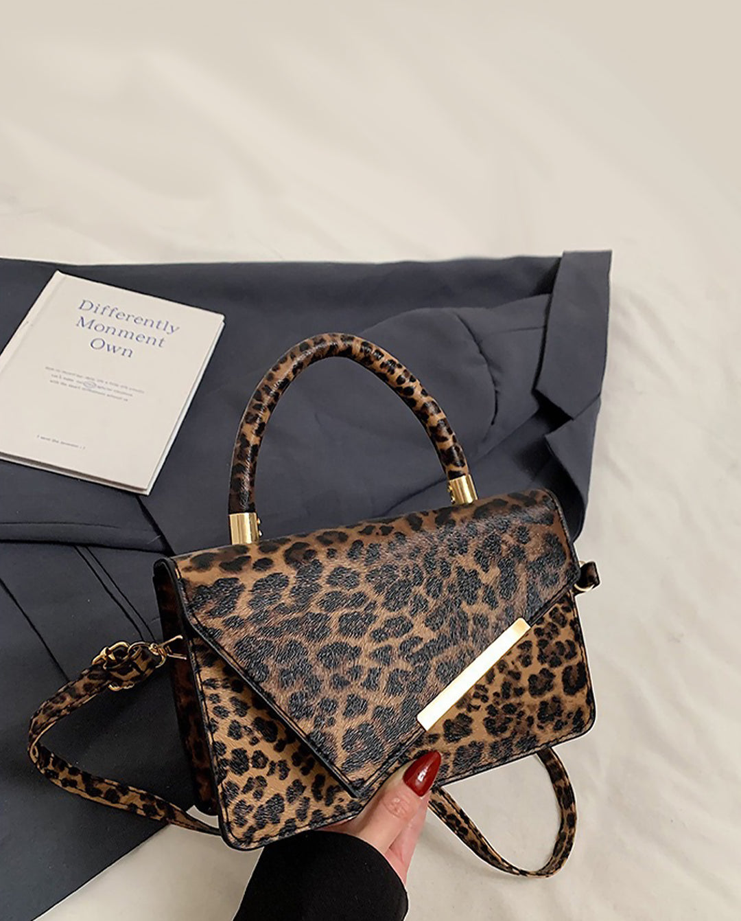 Leopard Print Mini Handbag With Detachable Crossbody Strap